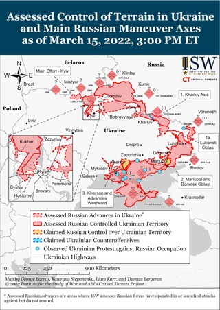 Χάρτης με τις μάχες στις πόλεις της Ουκρανίας