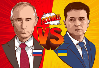 Σκίτσο με τον Πούτιν και τον Ζελένσκι